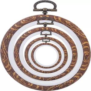 4개 자수 후프 세트-장식 크로스 스티치 링 모방 목재 디스플레이 프레임-오발 핸드 키트(4가지 크기)