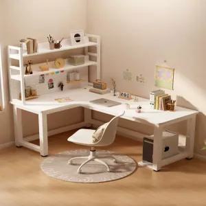 책상 L자형 서재 공간활용 학생 화이트 원목