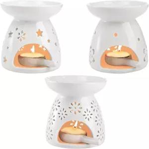 라웨이 3종 세라믹 청록색 캔들 홀더 세트 에센셜 오일 버너 왁스 멜트 홈 침실 장식용 아로마 테라피