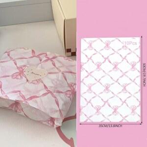 10개입 리본 티슈 포장지 핑크 꽃다발 케이크 베이킹 선물 포장 아트지 DIY 공예 생일 장식용