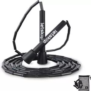 초보자와 성인을 위한 렛스키프 클래식 구슬 줄넘기 - 리듬과 피트니스를 엉킴 없는 세그먼트 PP 10개의