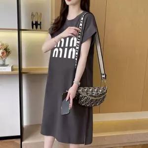 여자 라운드넥 레터링 포인트 캐주얼 반팔 롱 원피스 레이어드 봄원피스 프릴 여름 레이스