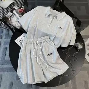 여자 데일리 캐주얼 반팔 반집업 카라 추리닝 세트 여성홈웨어 트레이닝복 츄리닝 반바지