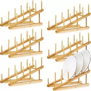 수클레인 6개 나무 대나무 접시 건조대 주방 캐비닛 정리함 도마용 그릇 물병 컵 뚜껑 진열대