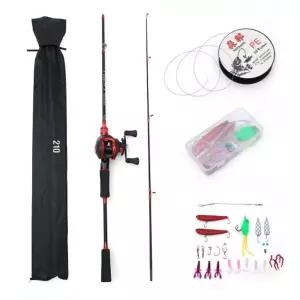 고피싱 베이트 릴+루어+낚싯대세트 1.6m우핸들낚시용품 대팩 입문자대 민물대 바다