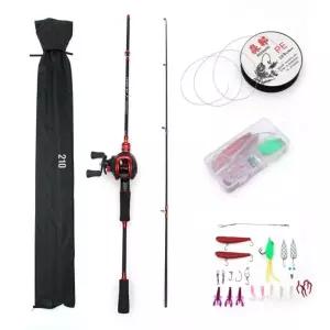 고피싱 베이트 릴+루어+낚싯대세트 1.6m 좌핸들초보낚시대 대팩 입문자용 민물 바다