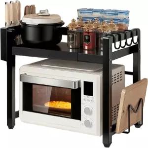 조절 가능한 전자레인지 선반 스탠드 헤비 듀티 2단 도마 주방 카운터 상단 정리함용 나이프 및 젓가락