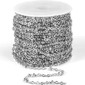 33피트 스테인리스 스틸 위성 체인 벌크 2mm 304 플랫 케이블 링크 비즈 주얼리 제작 DIY 공예용