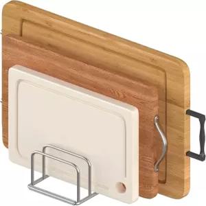 LAEMYFYRE 도마 정리함 304 스테인리스 스틸 홀더 및 냄비 뚜껑 선반 베이킹웨어 쿠키 시트 트레이용 주방