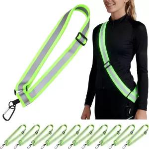 Tlence 10팩 걷기용 반사식 새시 야간에 높은 가시성을 자랑하는 러닝 벨트 클립이 있는 조절 가능한 안전