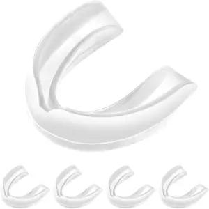 Ptwola 5피스 스포츠 마우스 가드 투명 축구 성인 및 주니어 마우스피스 운동 복싱 보호 보조기 농구 하키