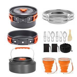 캠핑 조리기구 나이프 요리 강판 2세트 2개 주걱 포크 물컵 세트 타월 가방 배낭 논스틱 냄비 스테인리스 프라이팬 식기 보관 주전자가