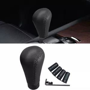 키투렉 5단 변속기 노브 수동 시프트 핸들 가죽 기어 스틱 대부분의 차량용 범용 자동차 액세서리(블랙)