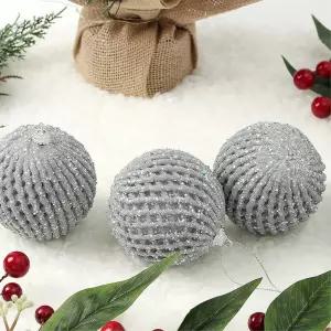 비타리토 로열실버 장식볼 3p 8cm 글리터파티오너먼트 크리스마스 트리소품 액세서리 트리볼 악세사리