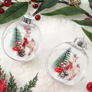 비타리토 스노우 투명 장식볼 2p 10cm 사슴마을오너먼트 트리볼 액세서리 크리스마스 악세사리 소품 성탄절