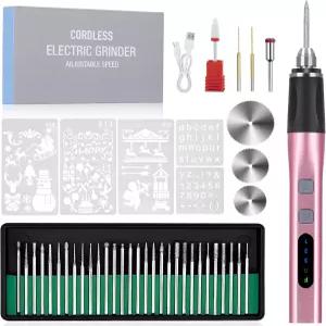 URPiRE [업그레이드 2방향 로터리] 37비트 전기 각인 펜 무선 USB 충전식 휴대용 DIY 회전 각인기 주얼리