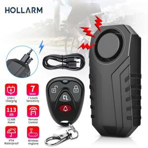 Hollarm 무선 자전거 진동 알람 USB 충전 방수 바이크 오토바이 전기 원격 제어 보안 보호