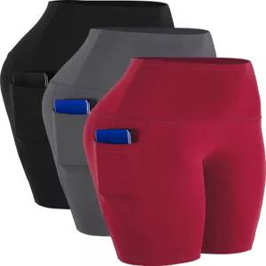 큰 주머니를 가진 요가를 위한 CADMUS 3/4 팩 여성 바이커 컴프레션 숏 레깅스