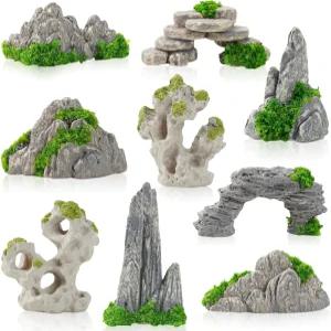 FCKLVMC 27개 9가지 스타일의 젠 가든 액세서리 마이크로 조경 장식 분재 화분용 미니어처 로커리 미니