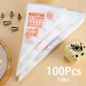 일회용 파이핑 백 키트 컵 케이크 용 전문 장식 도구 베이킹 퐁당 과자 크림 액세서리 20/50/100Pcs