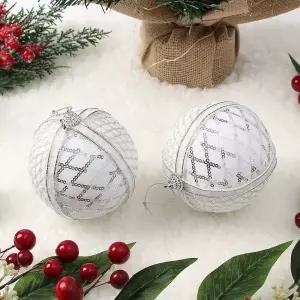 Jdt 실버화이트 장식볼 2p 10cm 체크크리스마스 트리 트리볼 악세사리 액세서리 소품