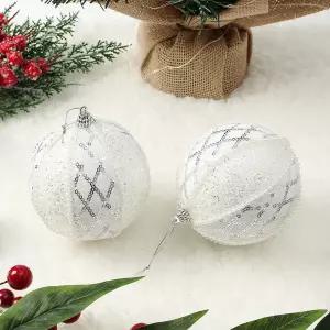 Jdt 실버화이트 장식볼 2p 10cm 다이아체크크리스마스 트리 트리볼 악세사리 액세서리 소품