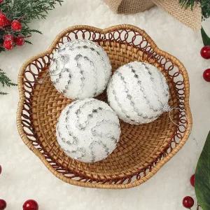 Jdt 실버화이트 장식볼 3p 8cm 블링회오리크리스마스 트리 트리볼 악세사리 액세서리 소품