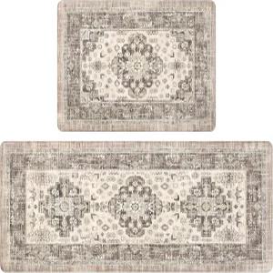 파우어 피로 방지 주방 매트 세트 바닥 쿠션 러그를 위한 미끄럼 2개 편안한 스탠딩 농가 방수 PVC 폼 러너