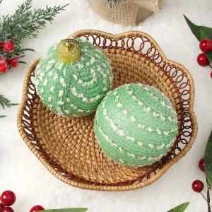 Jdt 시스루 레이스 장식볼 2p 10cm 라운드그린크리스마스 트리 트리볼 악세사리 액세서리 소품