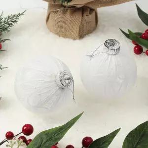Jdt 시스루 레이스 장식볼 2p 10cm 화이트리프크리스마스 트리볼 악세사리 액세서리 소품