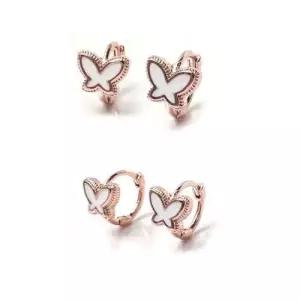 SE067 화이트나비 925실버 로즈골드 원터치 귀걸이 WFFSBBV