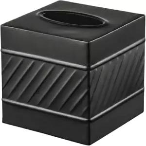 모나크 거주지 티슈 박스 커버 스퀘어 - 욕실 액세서리용 수공예 웨이브 엠보싱 블랙 메탈 홀더 모던 홈