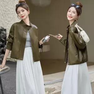 여성 캐주얼 가죽 상의 차이나 PU 조추 레더 코트 자켓 숏 SPO마켓3