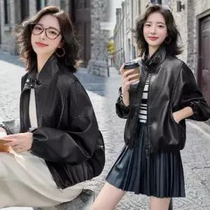 여성 가죽 붐 숏 코트 PU 레더 차이나 자켓 봄가을 SPO마켓3