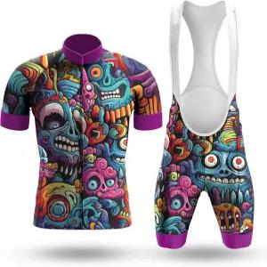 사이클링 저지 남성 재미있는 자전거 세트 슬림 핏 비브 반바지 선물