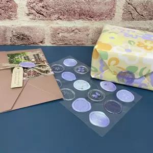 에폭시 투명 실링왁스 스티커 퍼플 다꾸 청첩장봉투 왁스 실링