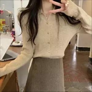 [의류] 골지 카라 여자 간절기 3컬러 v넥 가디건 여리 슬림핏