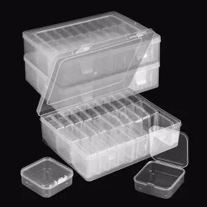 FVIEXE 작은 구슬 정리함 및 보관 90PCS 플라스틱 케이스 미니 용기 클레이 공예품 보석 제작 나사 씨앗을