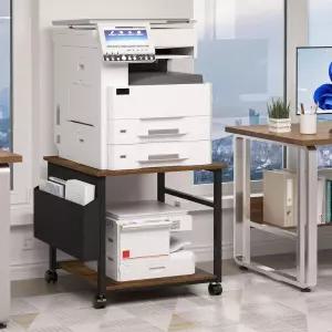보관 선반이 있는 레를리우오 대형 프린터 스탠드 홈 오피스용 23.6 x 22.8 산업용 테이블 잠금 휠이 롤링