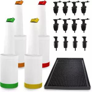 주스 용기 1쿼터 보관 및 붓기 - 플로우 N 스토우 과일 병 쉽게 섞고 붓고 바 서플라이 주류 조리대용 매트