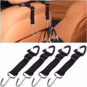 Zpana 카시트 헤드레스트 후크 4PCS 조절식 히든 클립 차량 걸이 홀더 자동차 실내 시트 등받이 수납 행거