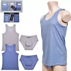 베이직 컬러 세련된 흡습속건 남성 순면 런닝 삼각팬티 세트 (3매입)0093yk