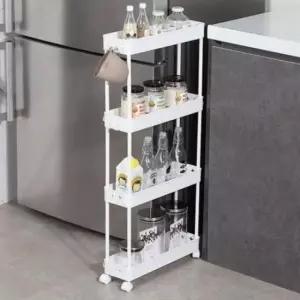 [생활] 이동식 세탁실 틈새 수납 선반 미니 슬림 트롤리