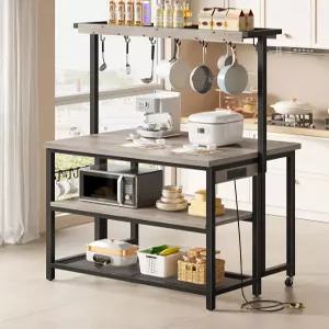 전원 콘센트가 있는 초이존 키친 아일랜드 접이식 상판이 테이블 문구류 보관 콘센트와 USB 포트가 커피 바