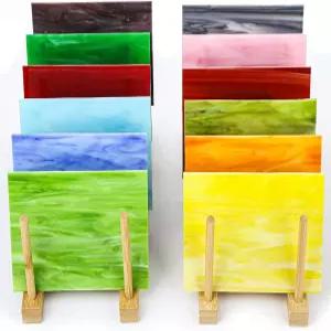 12장 불투명 스테인드글라스 벌크 버라이어티 팩 공예용 4 x 6 인치 모자이크 유리 타일 제작 프로젝트용