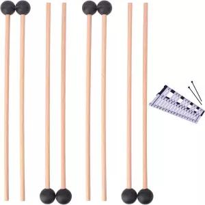 가이테치 블랙 벨 망치 4쌍 글로켄스필 스틱 15인치 나무 타악기 스틱용 손잡이가 있는 고무 실로폰
