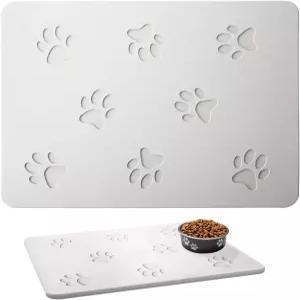 아티산원더스 화이트 규조토 개 볼 매트(16x12인치) 미끄럼 방지 애완동물 사료 및 물 매트 중간 크기의