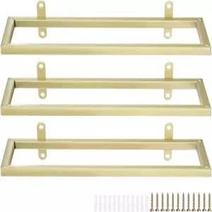 uxcell 3 세트 벽걸이 와인 랙 병 디스플레이 홀더 금속 걸이 정리함 가정용 주방 거실 골드