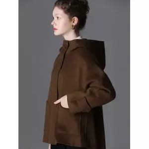 [모리모리스(Morry Morris)] 로지 하이넥 후드 핸드메이드 울코트 (택가격: 188000원)