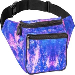 패니 팩 벨트 백 - 남녀용 크로스바디 허리백 하이킹 달리기 여행용 핸즈프리 방수 대형 범백 (갤럭시 우주